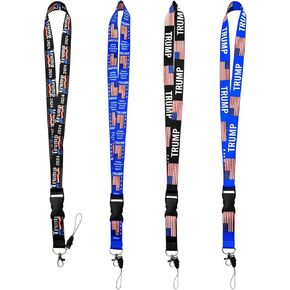 4 قطع حبل عنق ترامب 2024 - حبل علم الولايات المتحدة لسلسلة المفاتيح، شارة الهوية، الهاتف المحمول، بطاقات الأسماء - حزام رقبة دونالد مع مشبك قابل للفصل in Kuwait