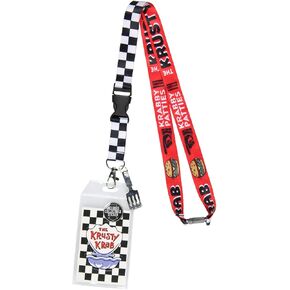 Spongebob Squarepants The Krusty Krab Lanyard Breakaway ID Badge Holder with Metal Charm and Collectible Sticker