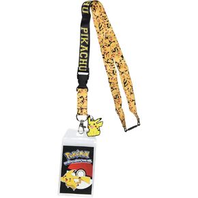 Pokemon Gotta Catch 'Em All 2-Sided Pikachu ID Badge Holder Rubber Charm Collectible Sticker Lanyard