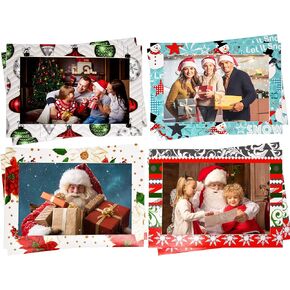 Gift Boutique 48 Christmas Photo Frame Greetings Cards - Photo Sleeve Christmas Cards Fits 4 x 6 Photo Insert - Holiday Picture Holder Greeting Note Cards - 4 designs 12 of each