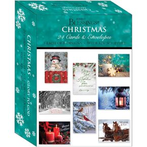 Glory to God 24 Religious Christmas Cards - King James Version Scriptures - Holiday Cards with Envelopes - Assorted Designs