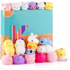 KUUQA 20 Pcs Squishies Squeeze Animal Toys Cat Rabbit Panda Stress Relief Toys Easter Egg Fillers Kids Birthday Party Favors Goodie Bag Stuffers