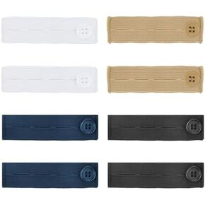 8 PCS Elastic Pants Waist Extenders, Adjustable Button Extender for Pants, Waistband Extender for Men and Women, Suitable for Jeans Pants Women and Men Jeans Dress (8 Colors)