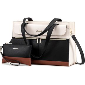 LOVEVOOK Laptop Tote Bag for Women 15.6 Inch Leather Computer Bags Waterproof Business Work Bag Briefcase Women Shoulder Bag