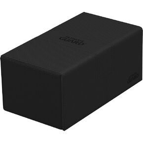 Ultimate Guard Twin Flip'n'Tray 200+, Deck Case for 200 Double-Sleeved TCG Cards + Dice Tray, Black, Independent Magnetic Closure & Microfiber Inner Lining