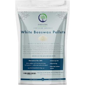 Essential Living: Organic White Beeswax Pellets - Easy Melt for Lip Balm, Skin Care, Candle Making, Soap Making, Food Wraps and More - 1 lb. - No Dyes or Fillers - Cosmetic Grade