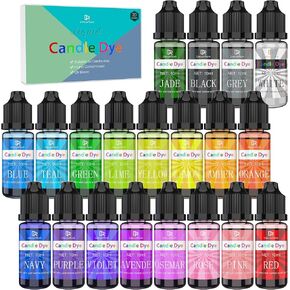 Candle Dye - 20 Colors Liquid Concentrated Candle Color Dye for Soy Wax Dyes, Gel Wax, Paraffin Wax, Beeswax, Candle Making Kit - Vibrant Oil-Based Candle Coloring for DIY Candle Making Supplies