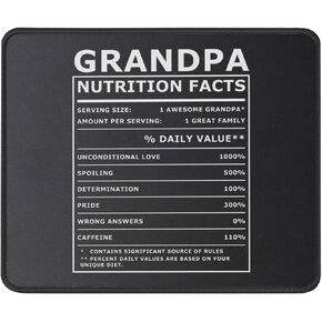 لوحة ماوس Grandpa Nutritional Facts - حصيرة ماوس مقاس 9.5 بوصة للأجداد والجد والبابا والجد من العائلة والأحفاد والابن والابنة