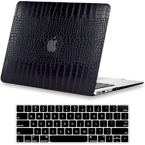 KEROM Compatible for MacBook Pro 16 inch Case 2024-2021 M4 M3 M2 M1 Pro/Max Chip A3403 A3186 A2991 A2780 A2485, Crocodile Skin PU Leather Hard Shell Case & Keyboard Cover, Has Logo Cutout, Black in Kuwait