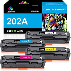 LeciRoba Premium 202A Toner Cartridges - Standard Yield 4 Pack 202A Compatible with HP Color Laserj Pro MFP M281fdw, M281cdw, Color Laserj Pro M254dw M254 Series Printer | CF500A CF501A CF502A CF503A