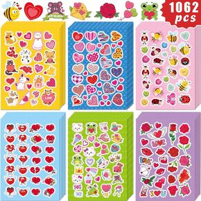 36 Sheets Valentines Stickers for Kids,Heart Stickers,Valentines Day Stickers for Crafts Scrapbooking Stickers,Love Stickers for Kids Party Decorations Supply Classroom Reward Gift (1062PCS)