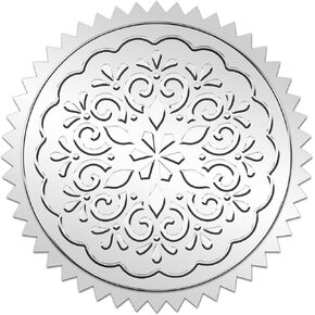 CRASPIRE 2 Inch Christmas Snowflake Sticker 100Pcs Vintage Flower Silver Foil Embossed Envelope Seals Stickers Round Adhesive Medal Decoration Label for Wedding Invitations Certification Corporate