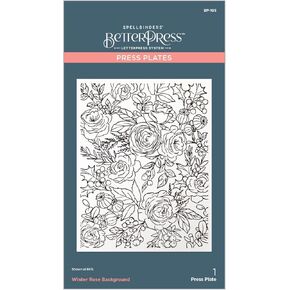 Spellbinders Winter Rose Background Press Plate, Metal