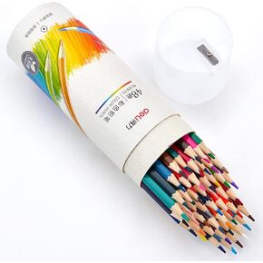 48 Pack Wooden Colored Pencils with Built-in Sharpener in Tube Cap, Vibrant Color Presharpened Pencils Easy to Color Book, Soft Core Art Drawing Pencils for Coloring, Sketching, and Painting