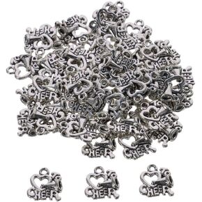 50Pcs Heart Shape Cheer Horn Charms, Alloy Cheer leading Theme Charms Love Cheer Sport Loudspeaker Pendants for Jewelry Making