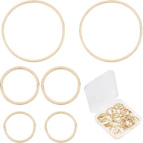 Beebeecraft 90Pcs 3 Style 18K Gold Plated Beading Hoop Earrings Finding Round Linking Rings Bezel Charms Connectors for DIY Jewelry Making Necklaces Bracelets