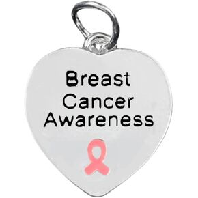 Pink Ribbon Charm in Ribbon, Heart, and Round-Shaped for Breast Cancer Awareness - Perfect for Jewelry Making, Bracelets, Necklaces, DIY Projects, Support Groups, Fundraisers and More!