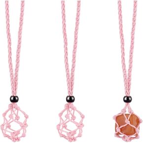 2-Piece Crystal Necklace Holder, Empty Stone Holder, for Pendant Necklace Jewelry Making, 30 inches (Red)