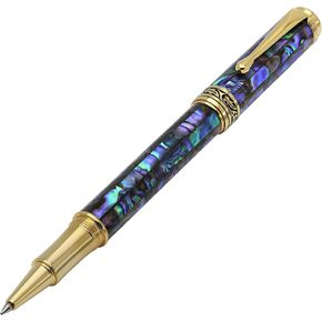 Xezo Maestro Fountain Pen, Fine Nib. Natural Pāua Abalone Sea Shell Inlay with 18 Karat Gold Plating. Handcrafted, Limited Edition, Serialized. No Two Alike