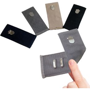 5 Pcs Flexible Button Pant Extenders Jeans Trousers Skirt Extenders Adjustable Waist Extenders for Men and Women Silicone Extender No-Sew Assorted Colors 1 White, 1 Beige, 1 Grey, 1 Black, 1 Navy