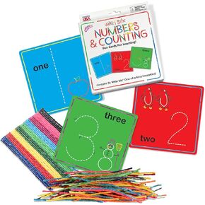 Wikki Stix Numbers and Counting Cards, Preschool & Kindergarten Tactile Learning, STEM Toy, Numbers 1-20 Plus 7 Bonus Cards, 36 Wikki Stix, for 3 & Up.