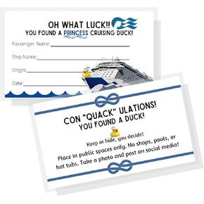 Cruising Duck Tags for Princess Cruise Line Cards | 50 Pack | Oh What Luck You’ve Found a Keep or Hide You Decide Ship Game 2x3.5" Attach to Rubber Sailor Ducks Medallion