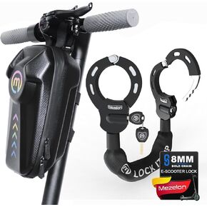Scooter Lock, 8mm Chain Lock Security Anti-Theft Bike Lock with 3 Keys and Waterproof Scooter Bag Electric Scooter Accessories for E-Bike/Motorcycle/Bicycle/Electric Scooters