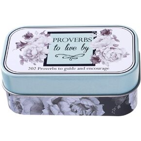 Christian Art Gifts Bible Verse Promise Cards | Proverbs to Live by –202 Proverbs to Guide and Encourage | Daily Encouraging Pocket Size Scripture Cards for Men and Women in Decorative Tin