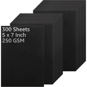 300 Sheets Black Cardstock, 5 x 7 Inch Black Card Stock, 250GSM Thick Card Stock Paper, Heavy Black Card Stock for Printer, Postcards, Scrapbooks, Art,Crafts, Business Cards,Wedding Invitation