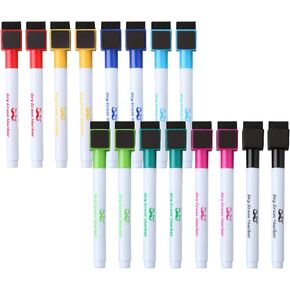 Mr. Pen- Dry Erase Markers with Eraser Cap, 16 Pack with 1 Whiteboard Eraser, Fine Tip, Colorful, Magnetic Dry Erase Markers with Magnet, Dry Erase Markers and Eraser, Dry Erase Marker with Eraser