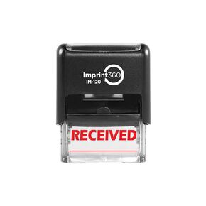 Imprint 360 AS-IMP1035 - Received w/Signature Line, Heavy Duty Commerical Quality Self-Inking Rubber Stamp, Red Ink, 9/16" x 1-1/2" Impression Size, Laser Engraved for Clean, Precise Imprints