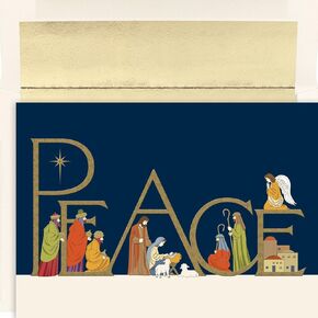 Holiday Collection Premium 15-Count Boxed Embossed Christmas Cards with Foil-Lined Envelopes, 7.8" x 5.6", Antique Christmas (898700)
