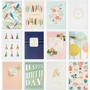 Hallmark Elegant All-Occasion Card Assortment (12 Cards with Envelopes, Refill Pack Card Organizer Box) Birthday, Thank You, Sympathy