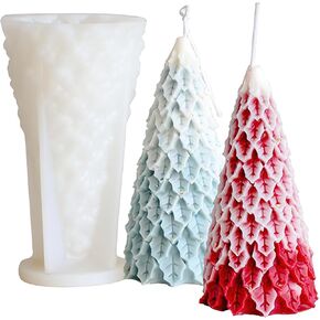 Christmas Tree Candle Silicone Mold 3D Epoxy Resin Casting Wax Soap Polymer Clay Plaster Ornament Molds for Making Tree Shaped Xmas Winter DIY Aromatherapy Candles Home Decoration
