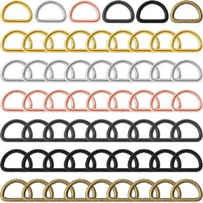 90Pieces 1/2" Metal D Ring 6Colors Metal Purse Straps Buckle D Shape Multi Purpose Hardware Dee Rings D Ring Semi Circular D Ring for Dog Collars Backpacks Handbag Purse Clothes Sewing DIY Accessories