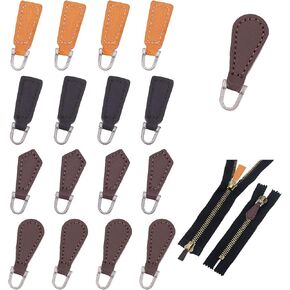 PH PandaHall 20 pcs 4 Styles Leather Zipper Pull Zipper Tags Fixer Pull Replacement Zipper Heads for Boot Jacket Luggage Handbags Bags Purse Jacket Repair