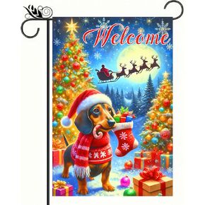 Merry Christmas Garden Flag 12x18 Double Sided Winter Cardinal Bird Penguins Garden Flag Santa Suit Holiday Christmas Outdoor Decoration Festive Banner