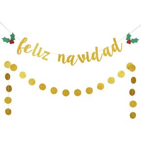 لافتة عيد الميلاد الإسبانية الذهبية اللامعة من Feliz Navidad لزينة عيد الميلاد الإسبانية من Feliz Navidad وديكورات عيد الميلاد الإسبانية وديكور عطلة عيد الميلاد in Kuwait