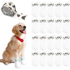 12Pcs Disposable Dog Booties for Paw Protection Dog Feet Covers Pet Shoes for Dogs Paw Wound Recovery Protectors with 1 Roll Dog Paw Bandage for Medium Large Dogs