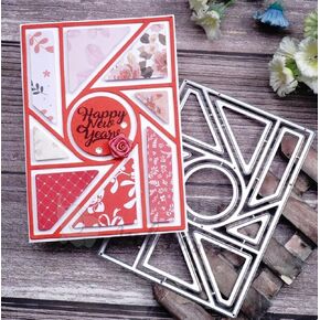 Splicing Rectangular Frame Metal Die Cuts, Rectangle Round Triangle Background Cutting Dies Cut Stencils for DIY Photo Decorative Embossing Paper Dies for Scrapbooking Card Making