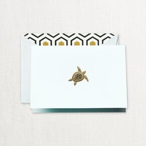 Crane Engraved Sea Turtle Note, Beach Glass (CF1701)