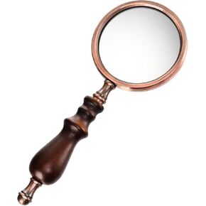 Hiceeden 10X Antique Magnifying Glass, Brass Handheld Magnifier with Wooden Handle, Decorative Reading Magnifying Lens, Vintage Gift for Elderly, Senior