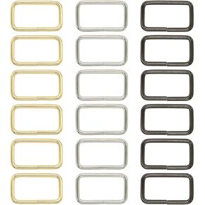 18 Pcs Metal Rectangle Ring Buckles, Square Strap Webbing Belt Rings for Hardware DIY