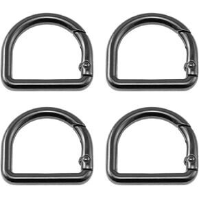4PCS D-shaped Spring Ring Connector Clip with Open Half Circle Clasp Key Hook Suitable for Belts Backpacks Handbags Wallet Straps Baskets Silver Color