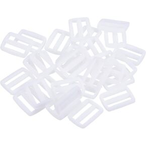 50 Pack Tri-Glide Slide - Plastic Adjustable Slide Buckles Webbing Fastener, Apply to Purse Belt Strap Hardware (1 Inches, Bright White)