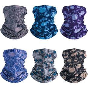 EAZZEA 6pcs Magic Wide Tube Face Mask,Neck Gaiter, Headwear, Sports Scarf, Boho Bandana, Balaclava, Headband