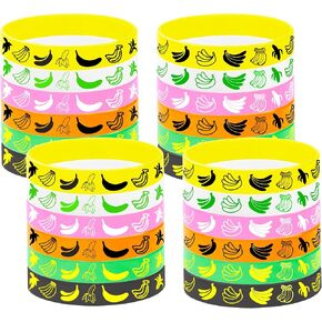 24PCS Banana Rubber Bracelets Silicones Wristbands Fruit Party Themed Birthday Baby Party Favors Supplies Decorations