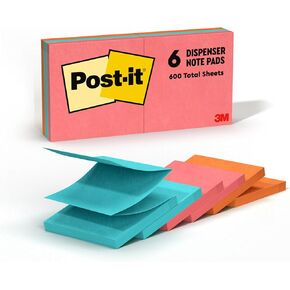 Post-it Pop-up Notes 3x3 in 6 Pads America's #1 Favorite Sticky Notes Poptimistic Collection Bright Colors (Magenta Pink Blue Green) Clean Removal Recyclable