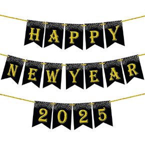 KatchOn, Glitter Happy New Year Banner 2025-10 Feet, No DIY | New Years Banner for Happy New Year Decorations 2025 Banner | Happy New Year Sign | New Years Eve Party Supplies 2025 | NYE Decorations