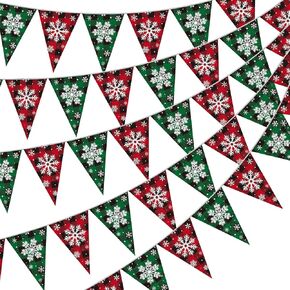 Hestya 49 FT Christmas Pennant Banner Red Green Christmas Bunting Banner Xmas Triangle Banners for Indoor Outdoor Hanging Holiday New Years Festivals Christmas Party Decoration Supplies (Xmas)